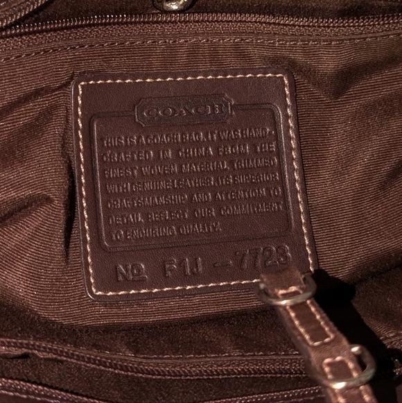 Vintage Coach • Signature Wool & Leather Tote Bag F1J-7723 Burgundy Oxblood Y2K - Picture 11 of 15